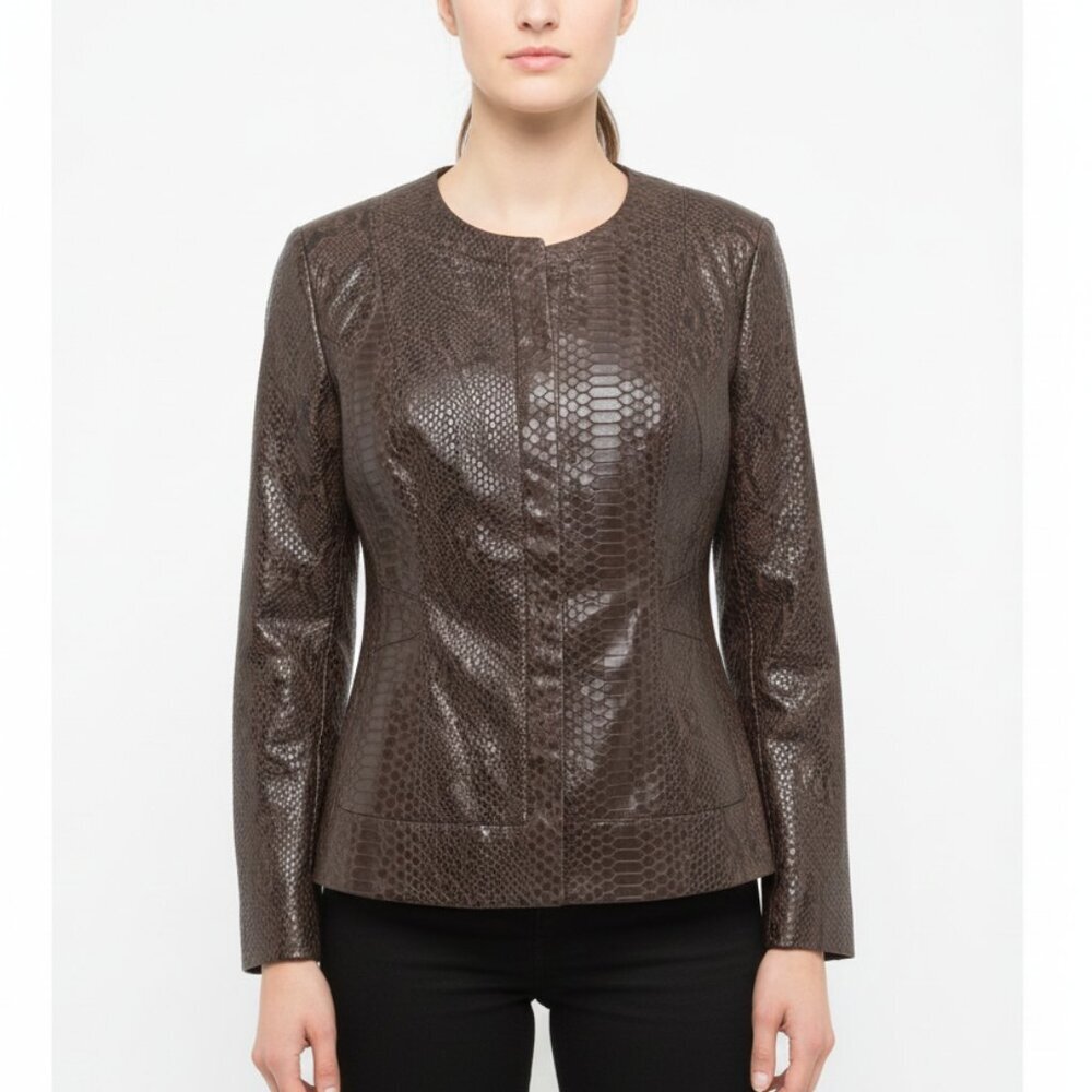 Dana Buchman Faux Leather Snake Embossed Jacket S Nwot